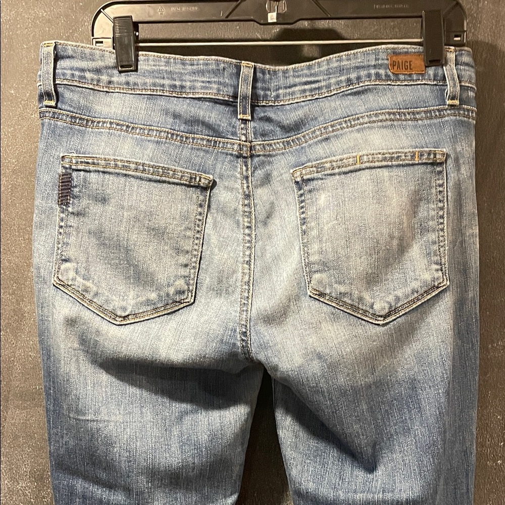 PAIGE jimmy jimmy skinny jeans. Women's Light Blue Straight Leg distressed Jeans - Picture 7 of 13